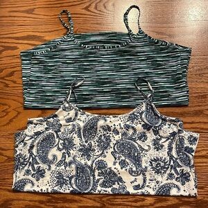THE LIMITED 2 bundle jersey stretch tanks adjustable straps 1 parsley 1 striped